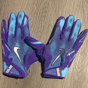 Nike Purple and Blue Football Gloves